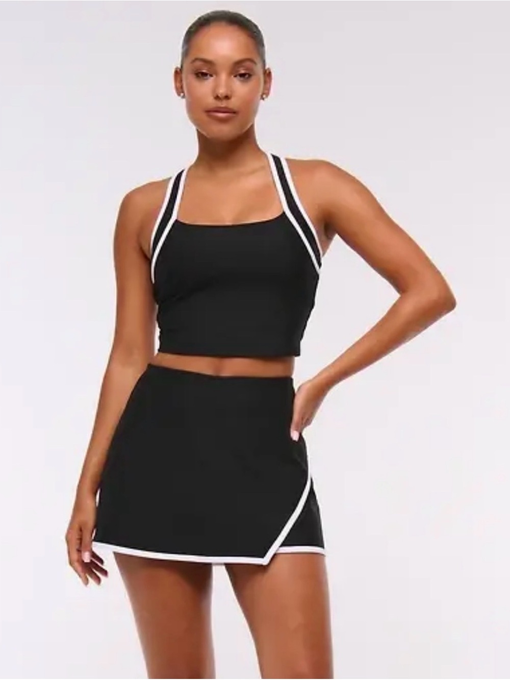 Abercrombie & Fitch YPB SculptLux Lined Wrap Mini Skirt Skort Black Sz M